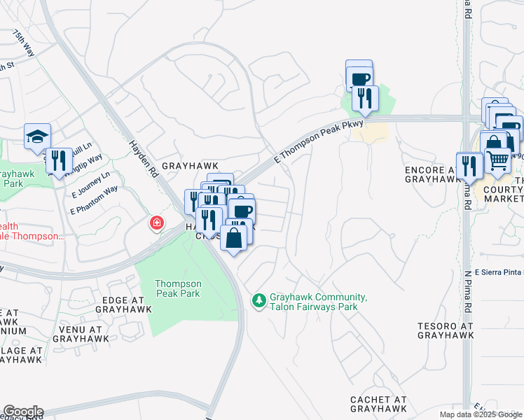 map of restaurants, bars, coffee shops, grocery stores, and more near 8232 East Angel Spirit Drive in Scottsdale