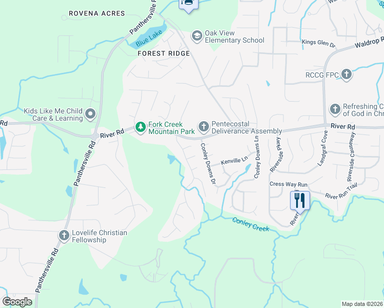 map of restaurants, bars, coffee shops, grocery stores, and more near 2934 Riverset Court in Decatur
