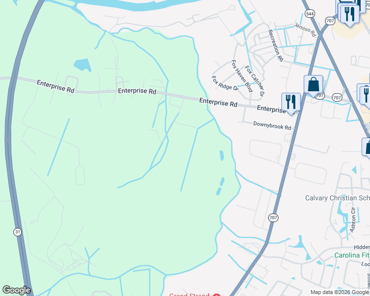 map of restaurants, bars, coffee shops, grocery stores, and more near 6255-6299 Joseph Road in Myrtle Beach