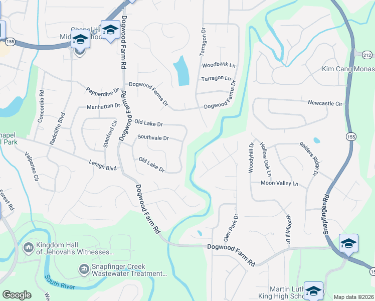 map of restaurants, bars, coffee shops, grocery stores, and more near 4454 Old Lake Drive in Decatur
