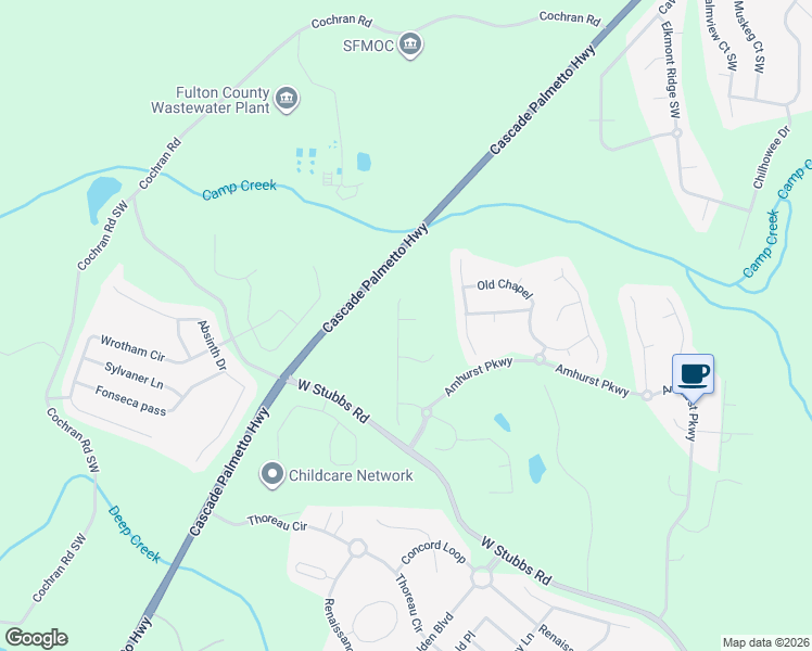 map of restaurants, bars, coffee shops, grocery stores, and more near 3060 Highgreen Trail in College Park