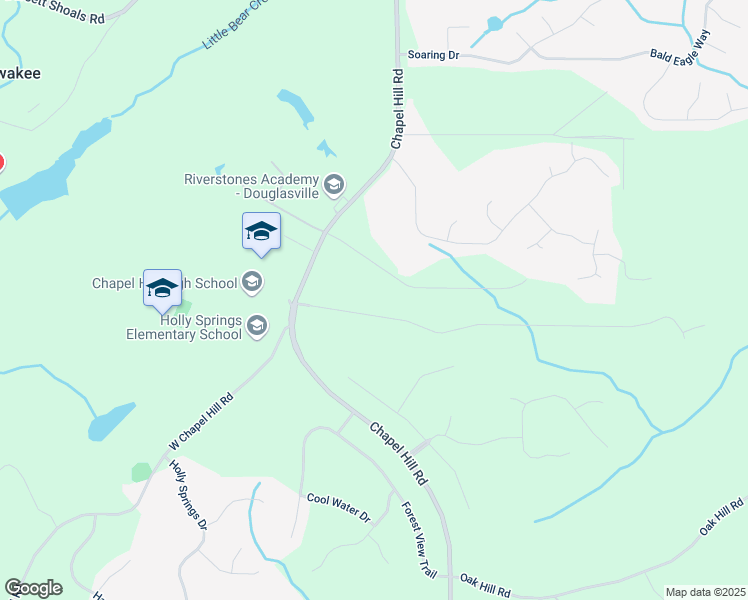 map of restaurants, bars, coffee shops, grocery stores, and more near 4320 Chapel Hill Farms Drive in Douglasville
