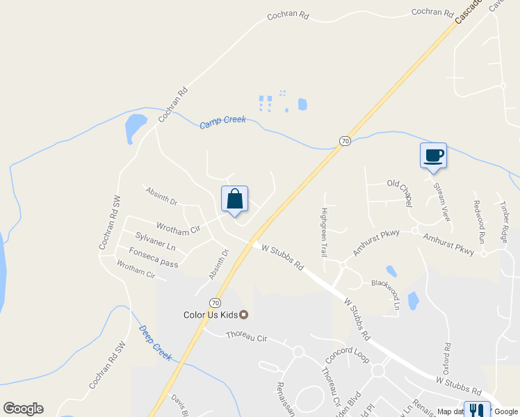 map of restaurants, bars, coffee shops, grocery stores, and more near 7898 Wrotham Circle in Atlanta