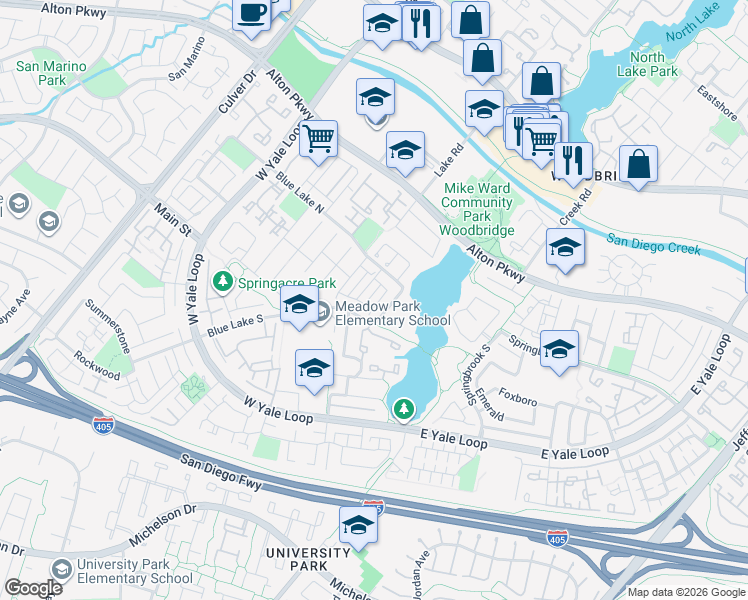 map of restaurants, bars, coffee shops, grocery stores, and more near 20 Portside in Irvine