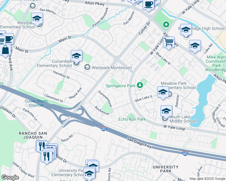 map of restaurants, bars, coffee shops, grocery stores, and more near 14 Whistling Isle in Irvine