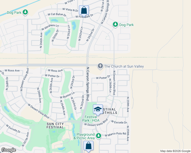 map of restaurants, bars, coffee shops, grocery stores, and more near 26161 West Potter Drive in Buckeye