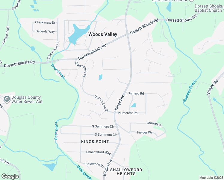 map of restaurants, bars, coffee shops, grocery stores, and more near 4910 Roxton Lane in Douglasville