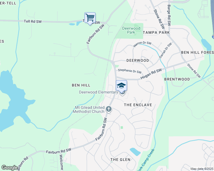 map of restaurants, bars, coffee shops, grocery stores, and more near 2751 Deerwood Lane in Atlanta