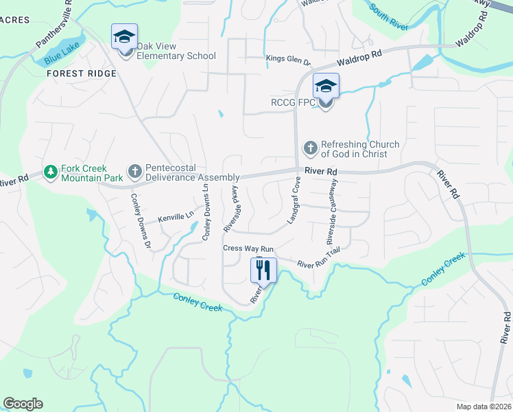 map of restaurants, bars, coffee shops, grocery stores, and more near 3746 Sandy Shoals Lane in Decatur