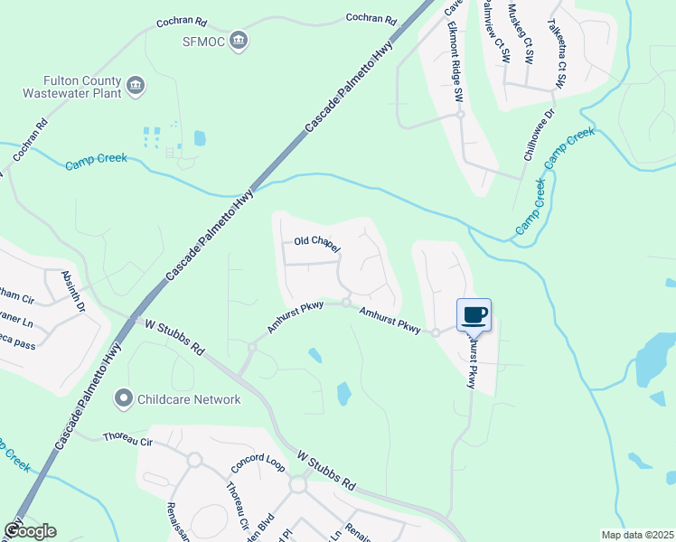 map of restaurants, bars, coffee shops, grocery stores, and more near 7395 Old Chapel in College Park