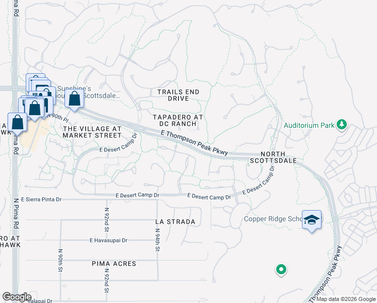 map of restaurants, bars, coffee shops, grocery stores, and more near 20540 North 94th Way in Scottsdale
