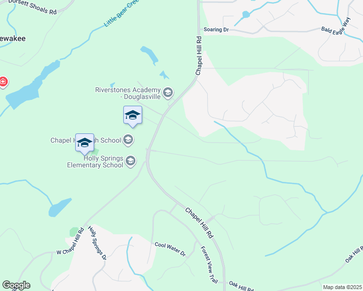 map of restaurants, bars, coffee shops, grocery stores, and more near 4320 Chapel Hill Farms Drive in Douglasville