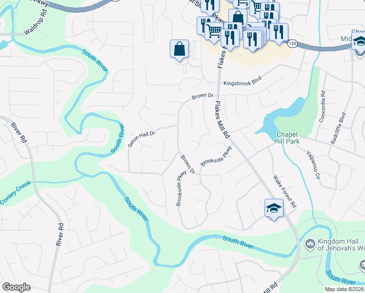 map of restaurants, bars, coffee shops, grocery stores, and more near 3756 Brown Drive in Decatur