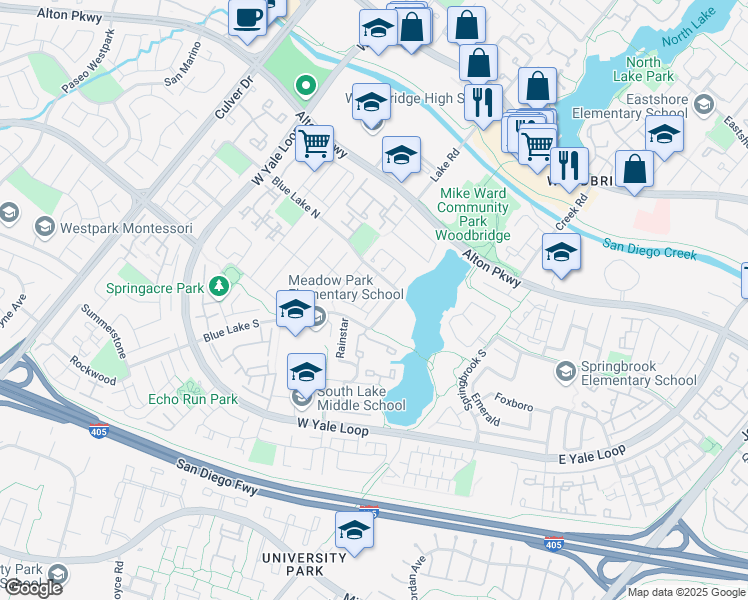 map of restaurants, bars, coffee shops, grocery stores, and more near 26 Spinnaker in Irvine