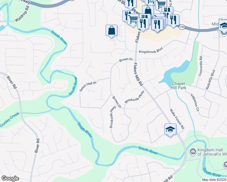 map of restaurants, bars, coffee shops, grocery stores, and more near 3756 Brown Drive in Decatur
