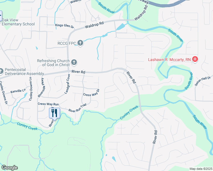 map of restaurants, bars, coffee shops, grocery stores, and more near 3300 Allison Circle in Decatur