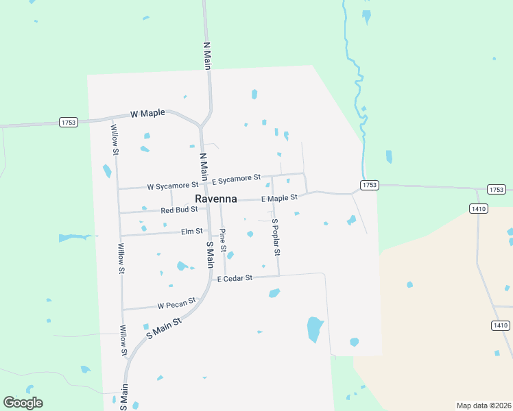 map of restaurants, bars, coffee shops, grocery stores, and more near 107 South Poplar Street in Ravenna