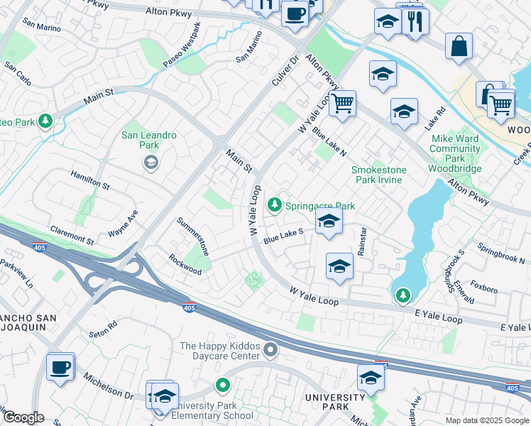 map of restaurants, bars, coffee shops, grocery stores, and more near 26 Claret in Irvine