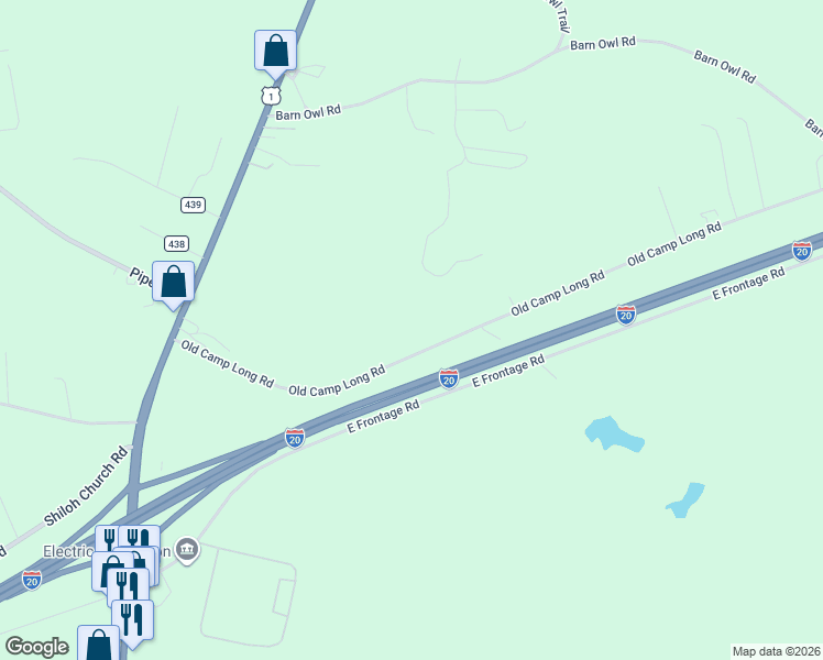 map of restaurants, bars, coffee shops, grocery stores, and more near 2825 Old Camp Long Road in Aiken