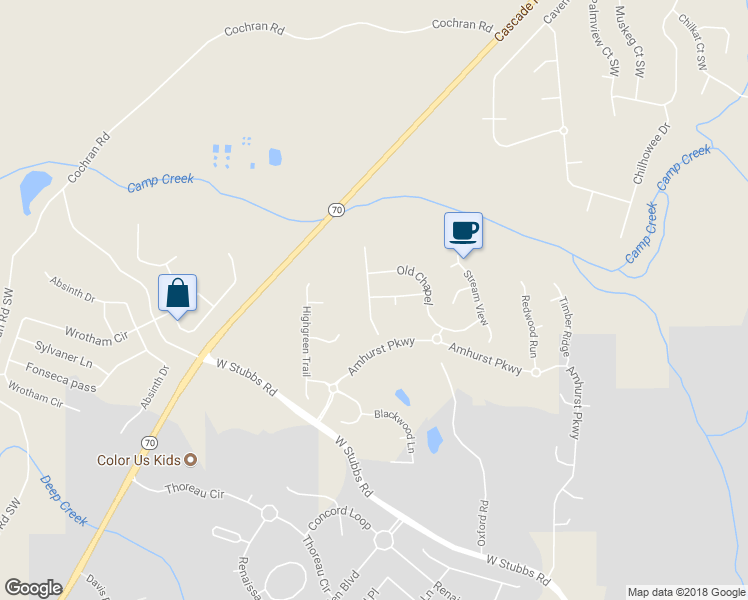 map of restaurants, bars, coffee shops, grocery stores, and more near 7390 Amhurst Terrace in Atlanta