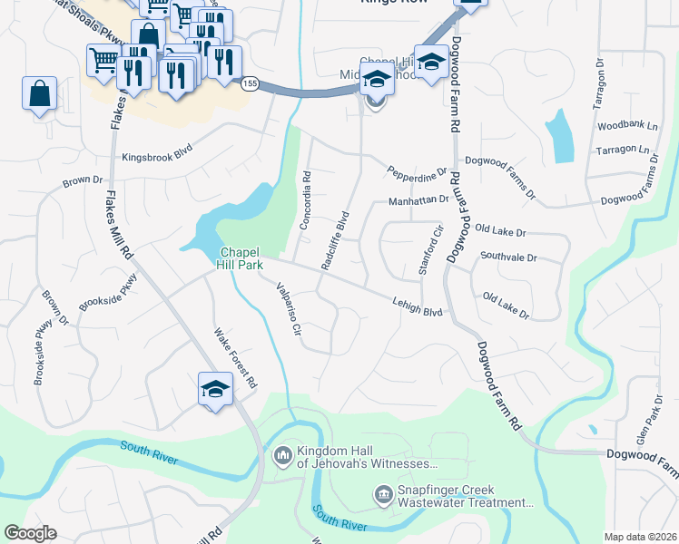 map of restaurants, bars, coffee shops, grocery stores, and more near 4108 Lehigh Boulevard in Decatur