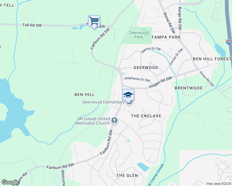 map of restaurants, bars, coffee shops, grocery stores, and more near 3004 Deerborne Court in Atlanta