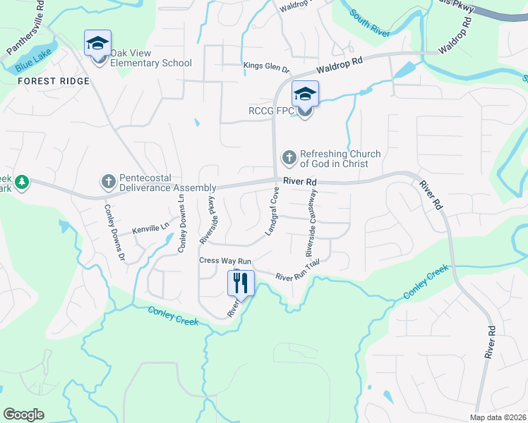 map of restaurants, bars, coffee shops, grocery stores, and more near 3734 Ozmer Court in Decatur