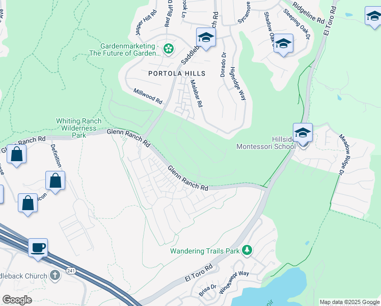 map of restaurants, bars, coffee shops, grocery stores, and more near 3017 Viejo Ridge Drive in Trabuco Canyon