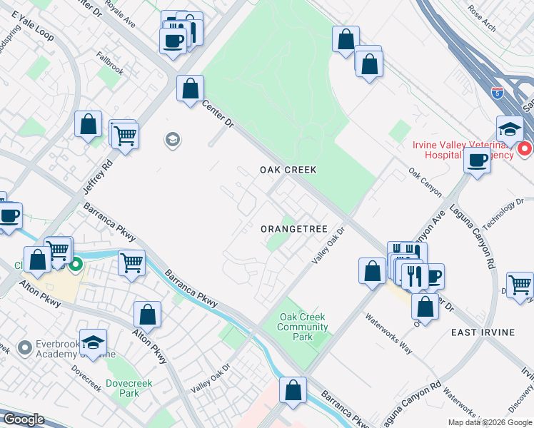 map of restaurants, bars, coffee shops, grocery stores, and more near 469 Orange Blossom in Irvine