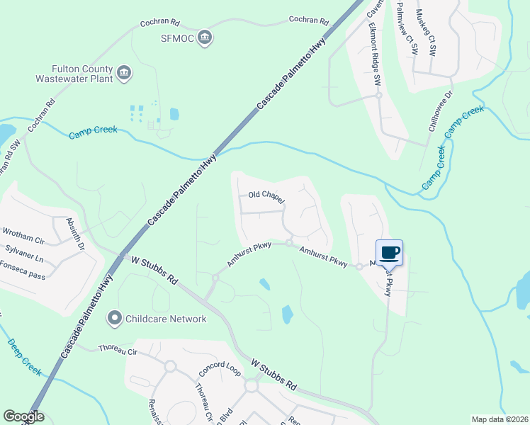 map of restaurants, bars, coffee shops, grocery stores, and more near 7325 Amhurst Terrace in Atlanta