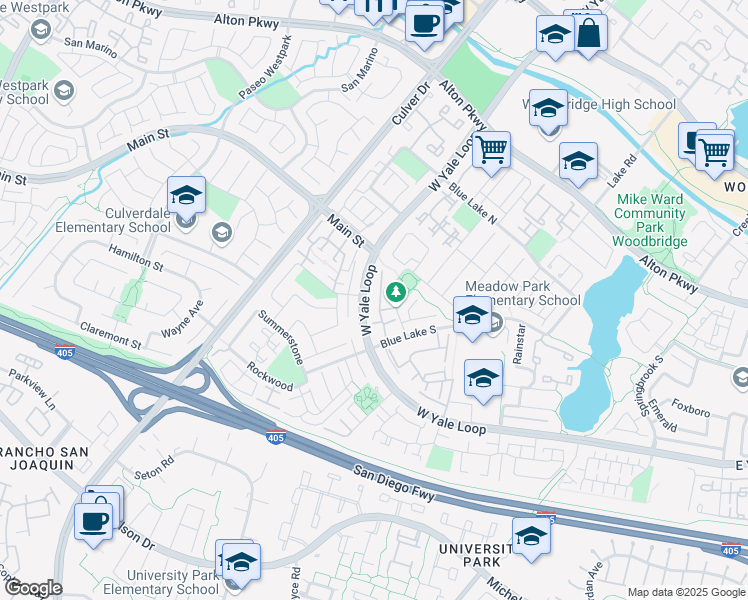 map of restaurants, bars, coffee shops, grocery stores, and more near 26 Claret in Irvine
