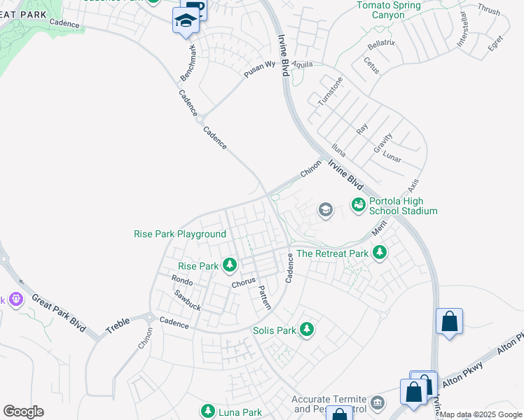 map of restaurants, bars, coffee shops, grocery stores, and more near 393 Sawbuck in Irvine