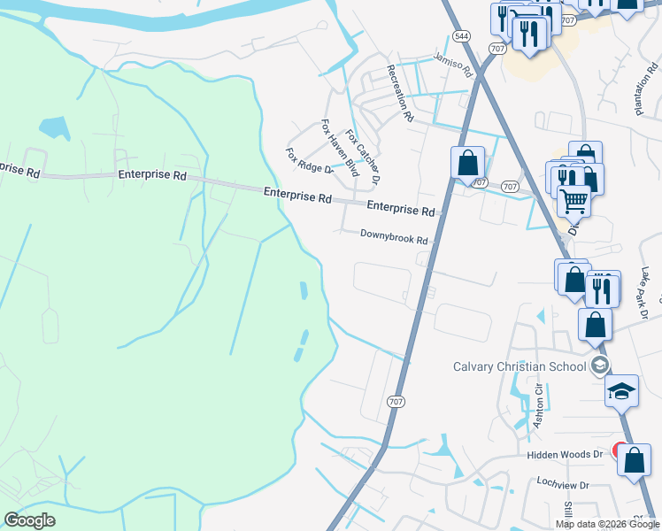 map of restaurants, bars, coffee shops, grocery stores, and more near 5765 Downybrook Road in Myrtle Beach