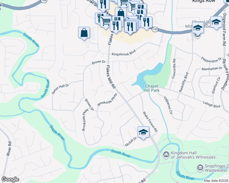 map of restaurants, bars, coffee shops, grocery stores, and more near 3831 Flakes Mill Road in Decatur