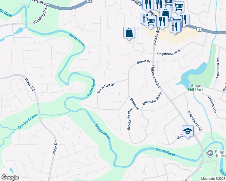 map of restaurants, bars, coffee shops, grocery stores, and more near 3804 Seton Hall Way in Decatur