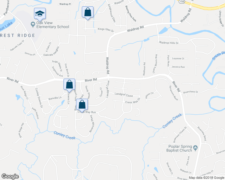 map of restaurants, bars, coffee shops, grocery stores, and more near 3213 River Mist Cove in Decatur