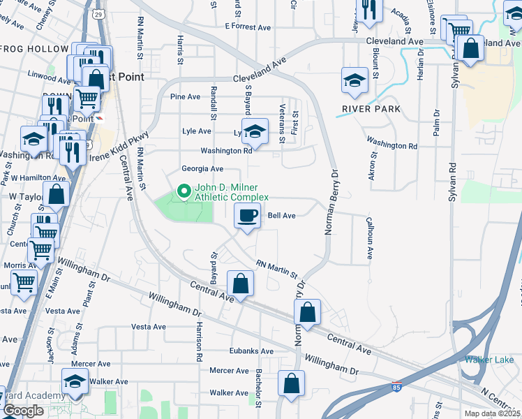 map of restaurants, bars, coffee shops, grocery stores, and more near in Atlanta