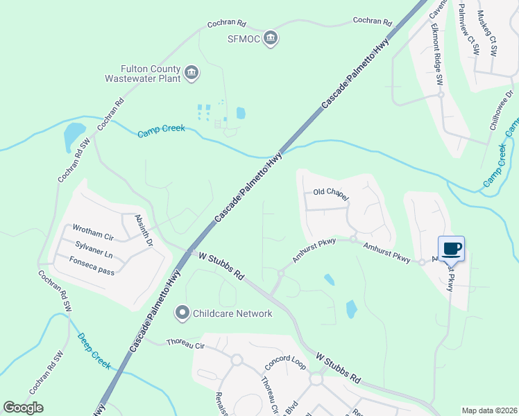 map of restaurants, bars, coffee shops, grocery stores, and more near 3000 Highgreen Trail in College Park