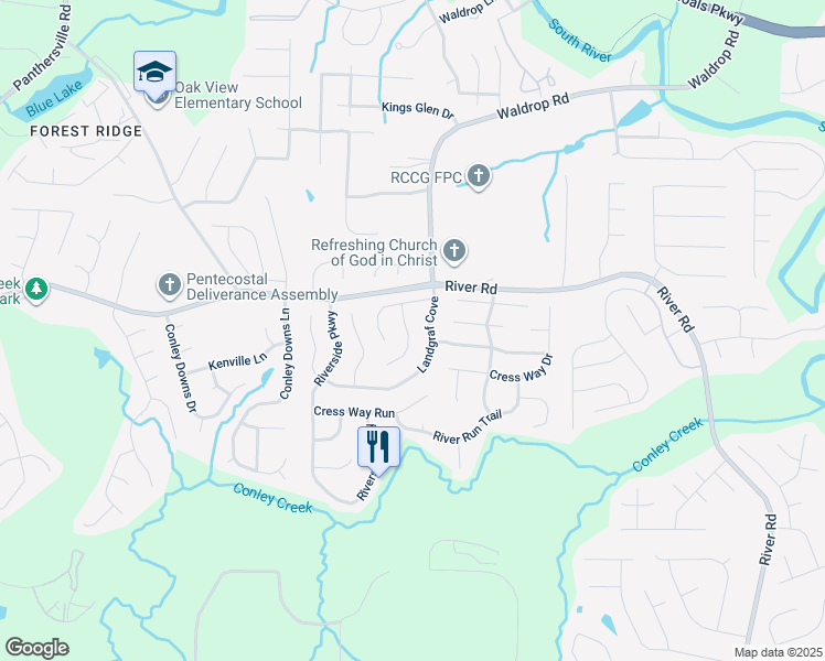 map of restaurants, bars, coffee shops, grocery stores, and more near 3171 Ozmer Landing in Decatur