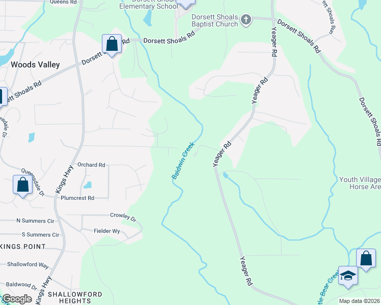 map of restaurants, bars, coffee shops, grocery stores, and more near 4851 Yeager Road in Douglasville