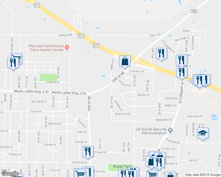 map of restaurants, bars, coffee shops, grocery stores, and more near 1355 22nd Street Northeast in Paris
