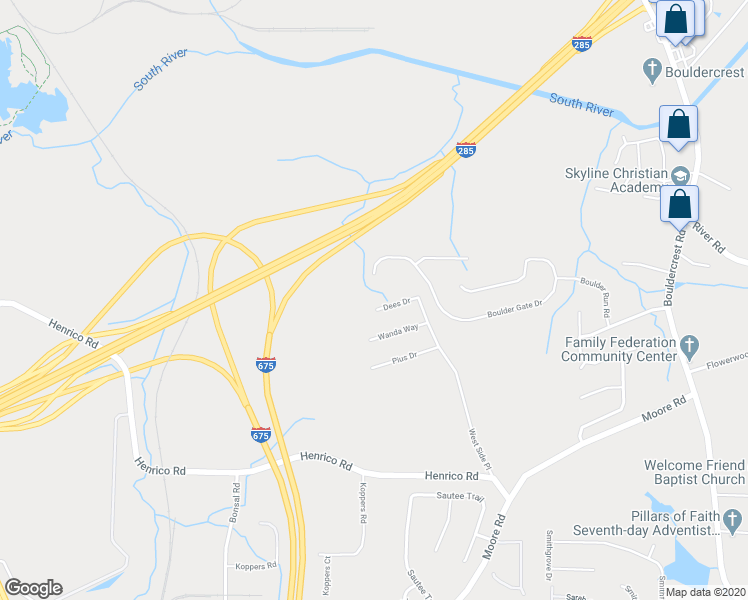 map of restaurants, bars, coffee shops, grocery stores, and more near 1742 Dees Drive in Ellenwood