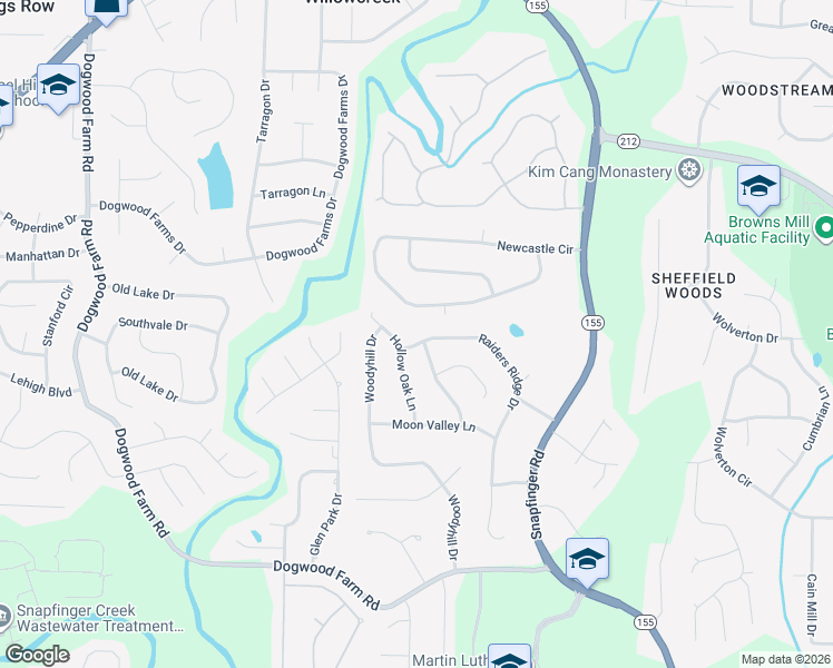 map of restaurants, bars, coffee shops, grocery stores, and more near 4434 Newcastle Circle in Stonecrest