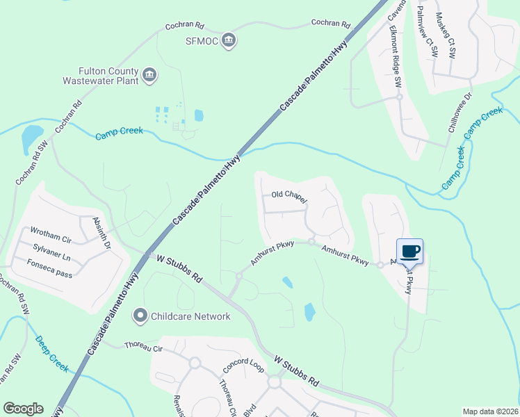 map of restaurants, bars, coffee shops, grocery stores, and more near 3005 Pebble Creek Lane in College Park