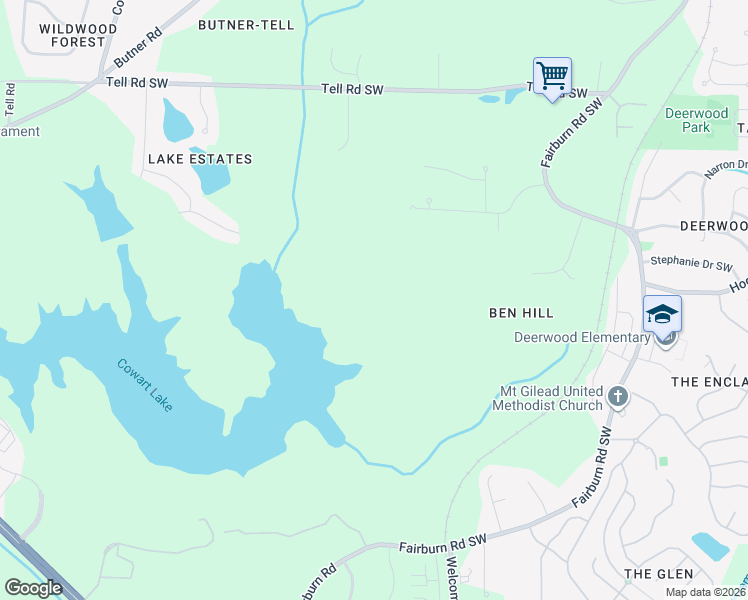 map of restaurants, bars, coffee shops, grocery stores, and more near Riverchess Drive in Atlanta