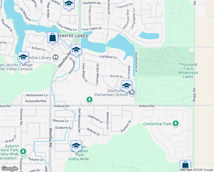 map of restaurants, bars, coffee shops, grocery stores, and more near 30853 Oak Knoll Drive in Menifee