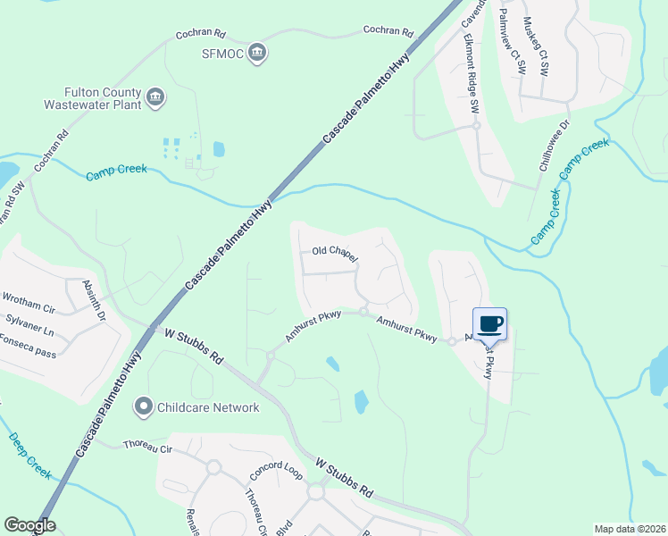map of restaurants, bars, coffee shops, grocery stores, and more near 7445 Old Chapel in College Park