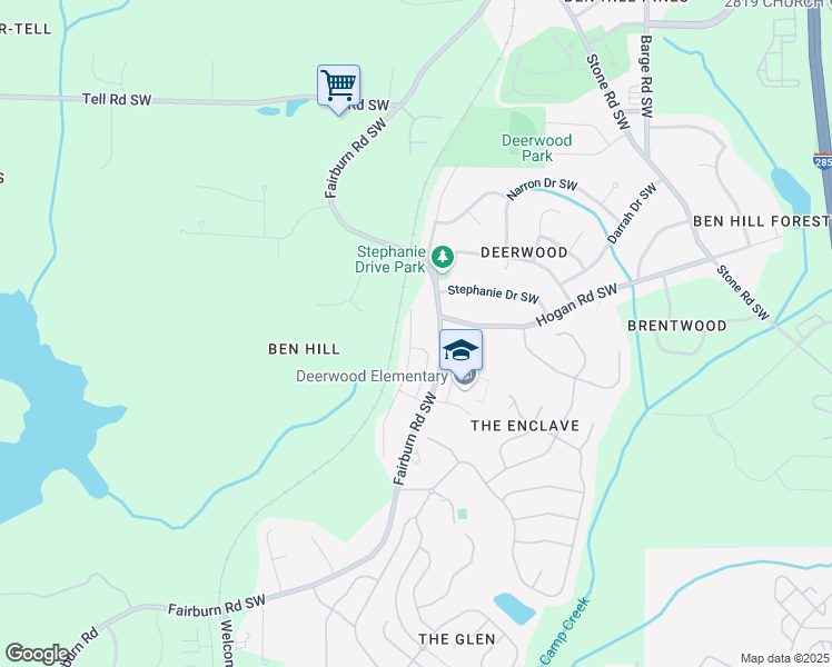 map of restaurants, bars, coffee shops, grocery stores, and more near 2718 Deerwood Lane in Atlanta