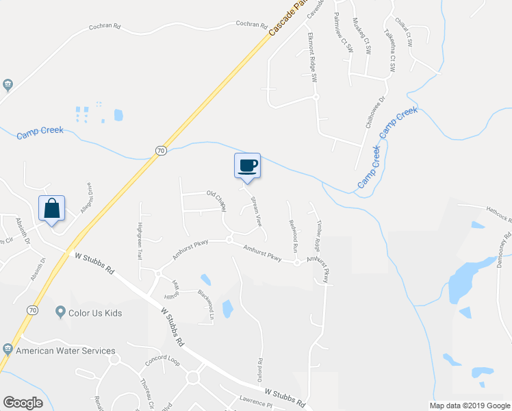 map of restaurants, bars, coffee shops, grocery stores, and more near 3016 Stream View in Atlanta