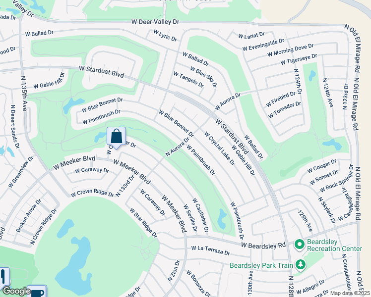 map of restaurants, bars, coffee shops, grocery stores, and more near 12903 West Paintbrush Drive in Sun City West